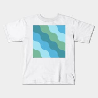 Groovy Geometric Decor - Retro Waves No.001 / Teal Shades Kids T-Shirt